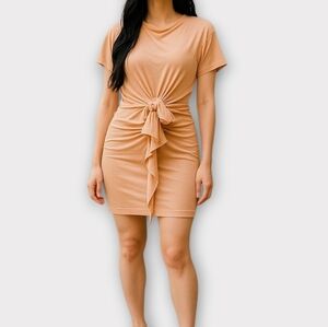 3.1 Phillip Lim Peach/Apricot  Short Sleeve Ruched Mini Dress
